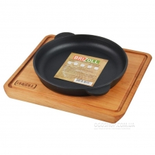 Сковорода чугунная с досточкой Brizoll H1625-Д (16 см)