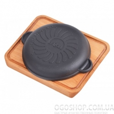 Сковорода чугунная с досточкой Brizoll H1625-Д (16 см)